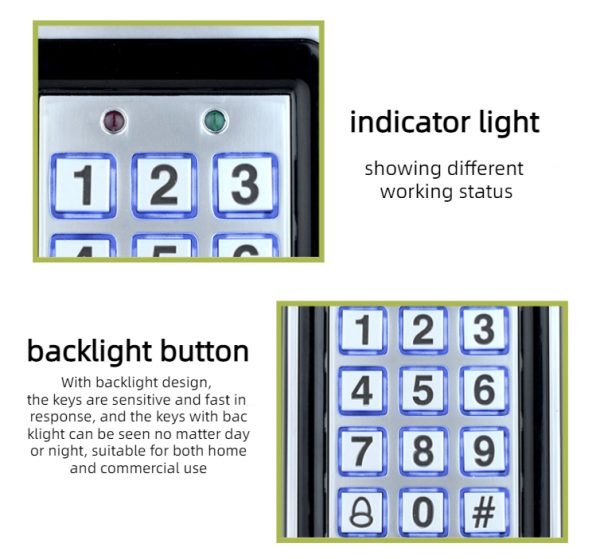Metal Standalone Access Controller Keypad Backlight